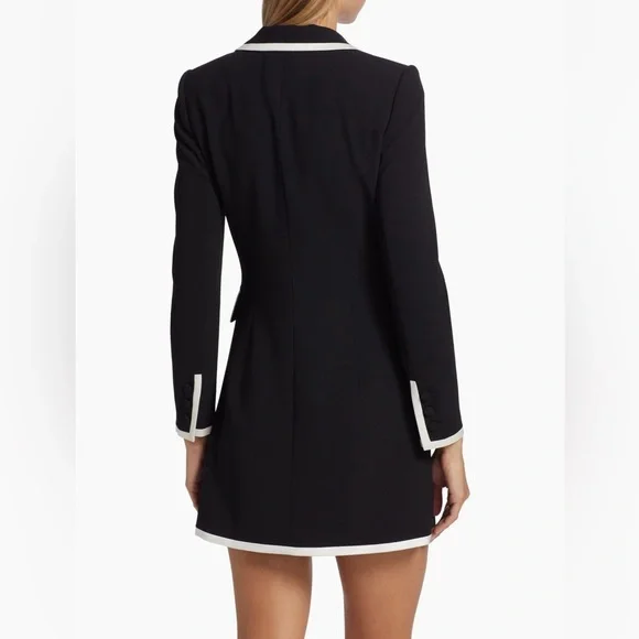 Alice + Olivia Kyrie Piped Tuxedo Dress Black and White 8 - Picture 6 of 6
